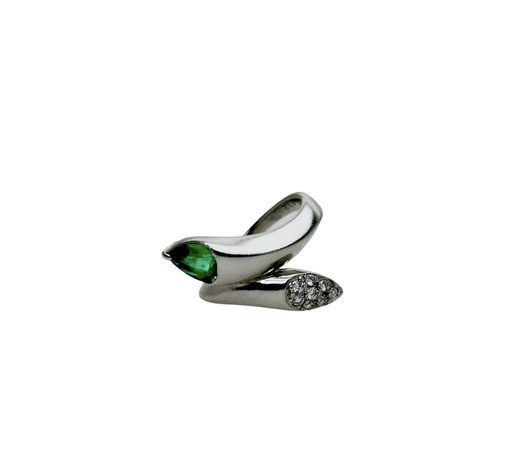 Anillo oro blanco esmeralda y diamante